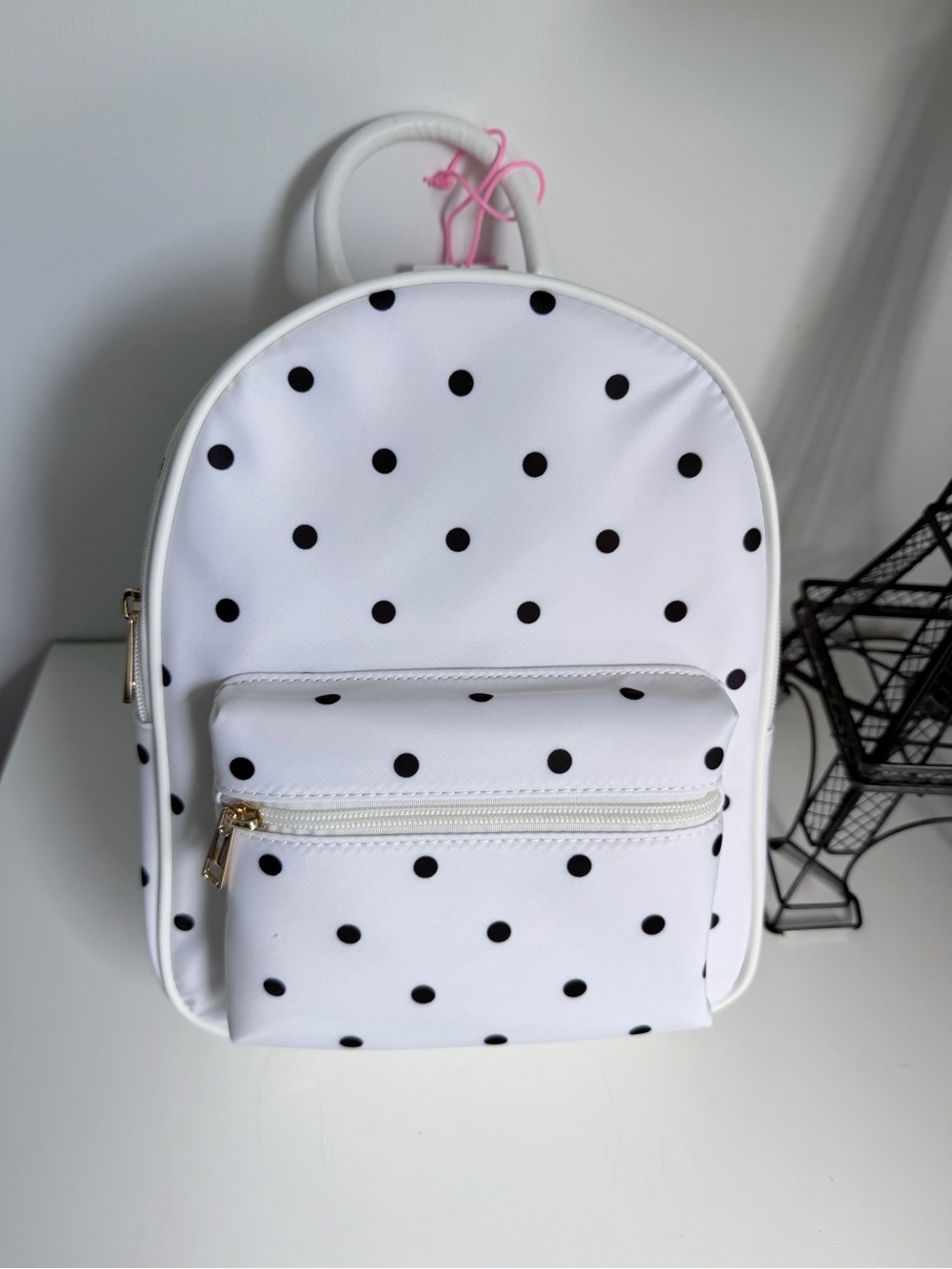 White Polka Dot Backpack